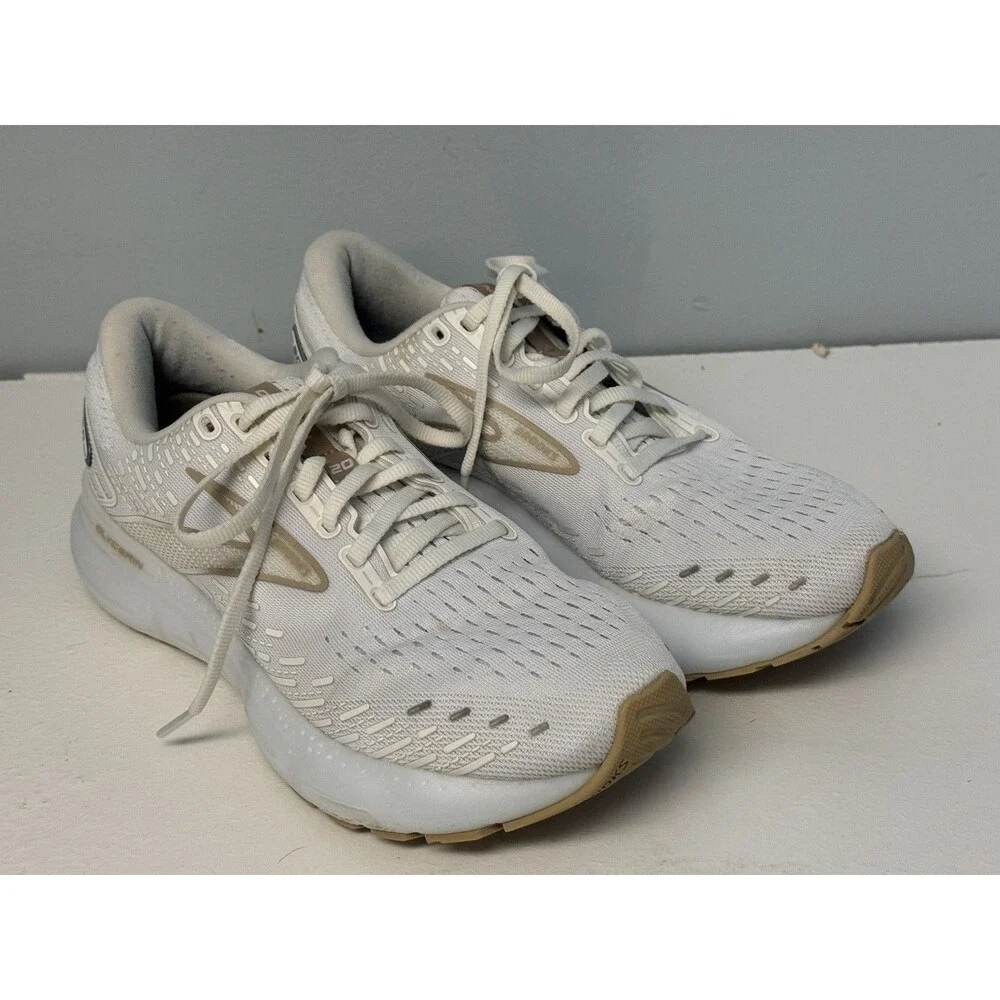Brooks Glycerin 20 White Tan Women's Running Shoes Size 8.5 Medium 1203691B122